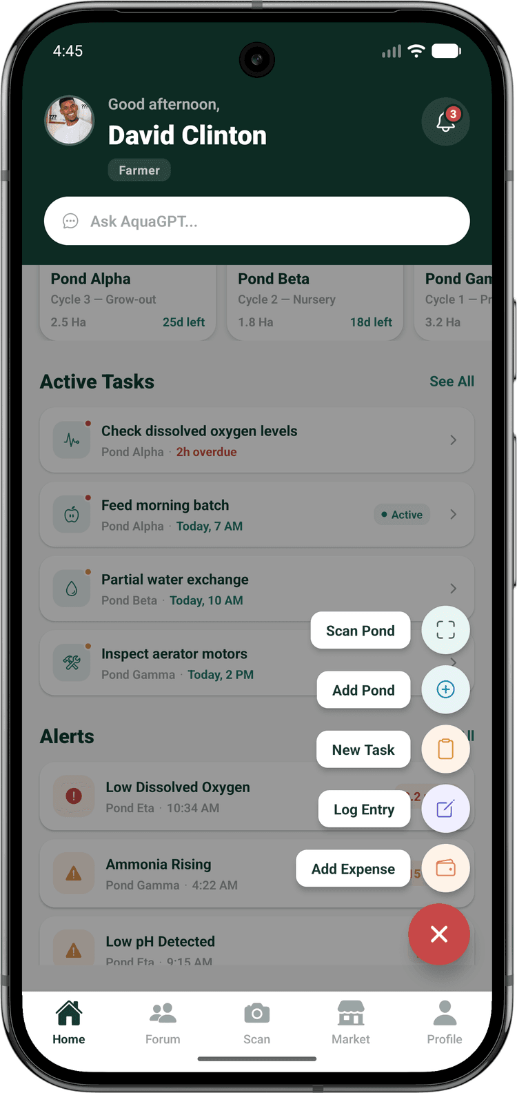 Aqua Pranah app actions